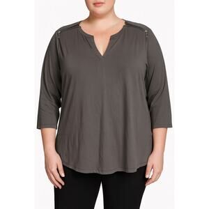 Michael Kors zipper blouse XL charcoal gray tunic